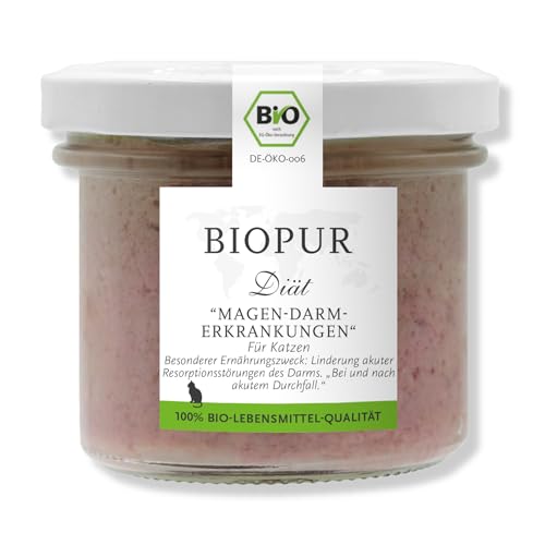 Bio Diät-Katzenfutter bei Magen-Darm-Erkrankungen für Katzen 12x100g Premium Nassfutter von BIOPUR Tiernahrung