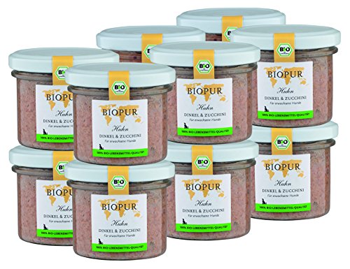 BIOPUR Bio Hundefutter Huhn, Dinkel & Zucchini für Hunde 12x100g von BIOPUR Tiernahrung