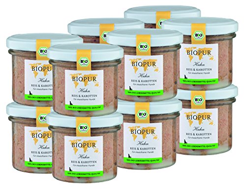 Bio Hundefutter Huhn, Reis & Karotten für Hunde 12x100g von BIOPUR Tiernahrung