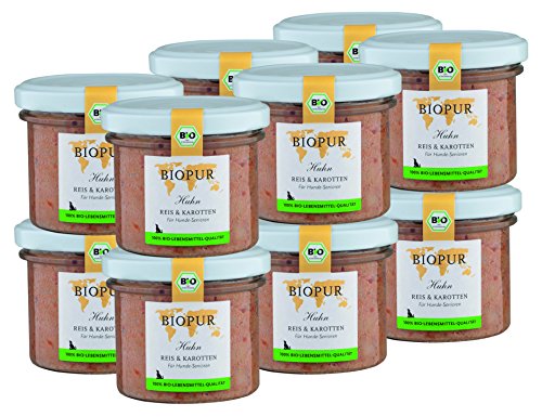 BIOPUR Tiernahrung Bio Hundefutter Huhn, Reis & Karotten für Hunde-Senioren 12x100g von BIOPUR Tiernahrung