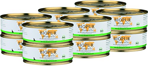 BIOPUR Tiernahrung Bio Hundefutter Huhnmuskelfleisch für Hunde 12x200g von BIOPUR Tiernahrung