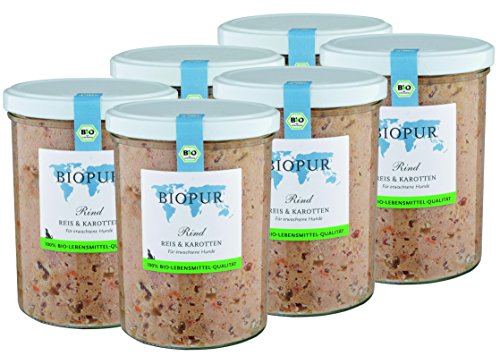 Bio Hundefutter Rind, Reis & Karotten für Hunde 6x370g Bio Hundefutter Rind, Reis & Karotten für Hunde 6x370g von BIOPUR Tiernahrung