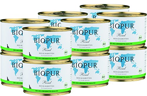 BIOPUR Bio Hundefutter Rind, Reis & Karotten für Hunde-Senioren 12x400g von BIOPUR Tiernahrung