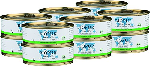 BIOPUR Tiernahrung Bio Hundefutter Rindmuskelfleisch für Hunde 12x200g von BIOPUR Tiernahrung