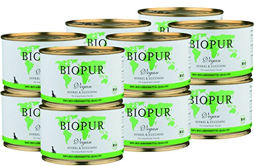 Bio Hundefutter Vegan, Dinkel & Zucchini für Hunde 12x400g Bio Hundefutter Vegan, Dinkel & Zucchini für Hunde 12x400g von BIOPUR Tiernahrung