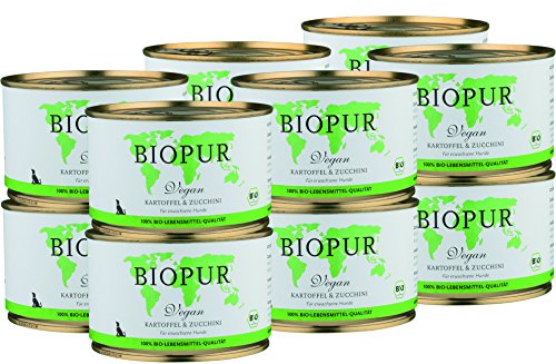 Bio Premium Hundefutter Vegan, Kartoffel & Zucchini für Hunde 12x400g von BIOPUR Tiernahrung
