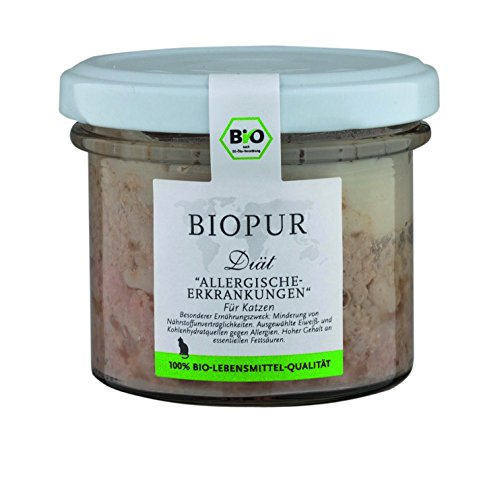 Bio Diät-Katzenfutter bei allergischen Erkrankungen; Nassfutter in Lebensmittelqualität, 12er Pack (12 x 100 g) von BIOPUR Tiernahrung