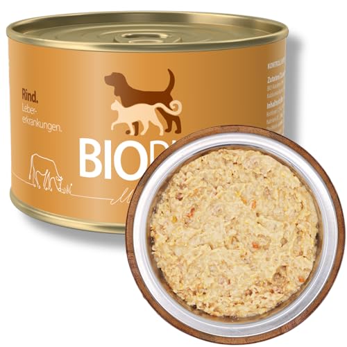 Bio Diät-Hundefutter bei Leber-Erkrankungen 6x400g Premium Nassfutter in 100% Bio-Lebensmittelqualität von BIOPUR Tiernahrung