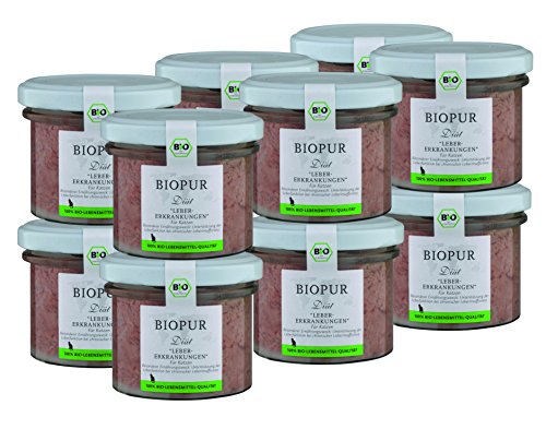Bio Diät-Katzenfutter bei Leber-Erkrankungen, 12er Pack (12 x 100 g) Premium Nassfutter von BIOPUR Tiernahrung