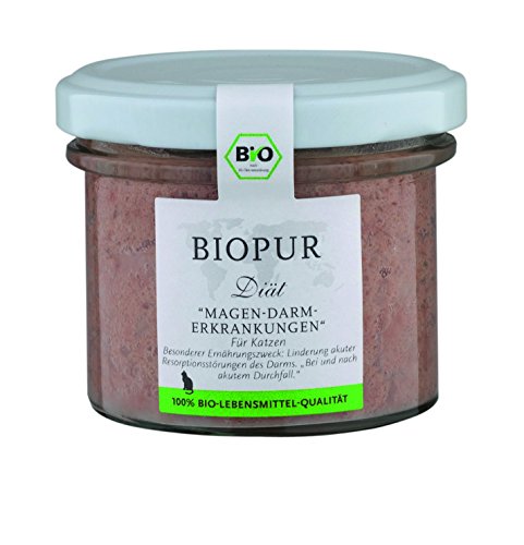 Premium Bio Diät-Katzenfutter bei Magen-Darm-Erkrankungen (Nassfutter), 12er Pack (12 x 100 g) von BIOPUR Tiernahrung