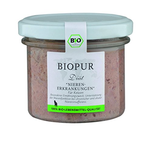 Premium Diät-Katzenfutter bei Nierenerkrankungen (Nassfutter), 12er Pack (12 x 100 g) von BIOPUR Tiernahrung