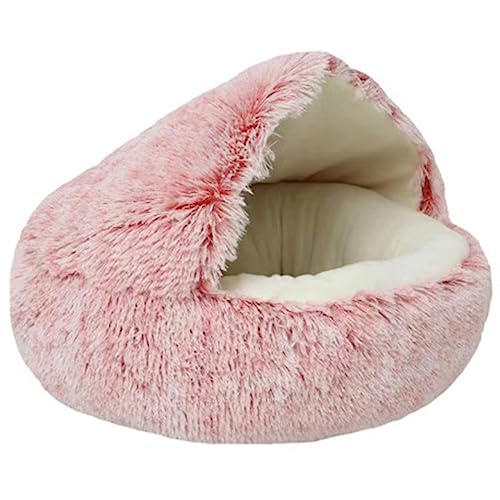 BIOSA Plüsch-Haustier-Katzenbett, halbgeschlossenes rundes Katzenkissen, bequem, for alle Jahreszeiten, Warmer Korb, weiches, Flauschiges Kissen, Heimtierbedarf (40 x 40 cm, rosa) von BIOSA