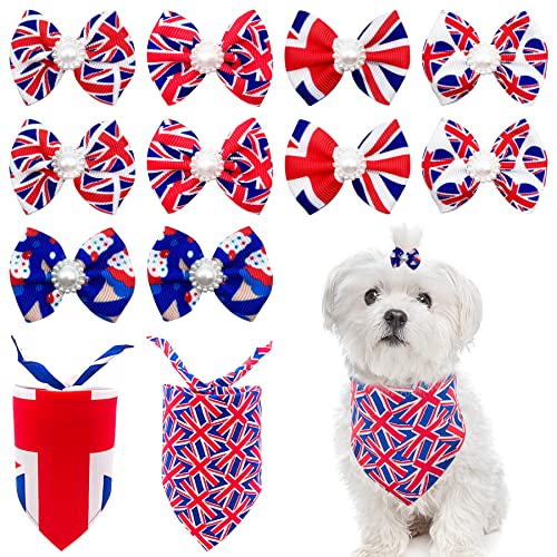 BIPY 2 Stück Union Jack Hundehalstücher und 5 Paar Hundehaarschleifen, UK-Flagge, Festival, Haustier-Dreieck, Schal, weiche Lätzchen für kleine, Hundehaarschleifen, zufällige Farbauswahl BIPY 2 Stück Union Jack Hundehalstücher und 5 Paar Hundehaarschleifen, UK-Flagge, Festival, Haustier-Dreieck, Schal, weiche Lätzchen für kleine, Hundehaarschleifen, zufällige Farbauswahl von BIPY