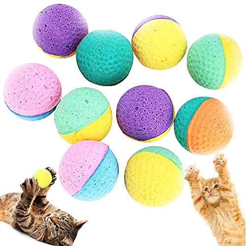 BIPY 20 Stück Katzenspielzeugbälle aus Schaumstoff-Latex, Katzenbälle, Spielzeug, elastischer Schwammball, bunt, für den Innenbereich, Kätzchen, Kaubälle, Gymnastikball, zufällige Farbe (4 cm) von BIPY