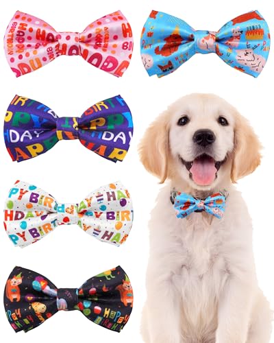 BIPY 5 Stück Happy Birthday Hundehalsband-Befestigung, Fliegen für mittelgroße und große Hundehalsbänder, niedliche Fliegen, Haustierhalsband, Zubehör für Kostüm, Hochzeit, Party BIPY 5 Stück Happy Birthday Hundehalsband-Befestigung, Fliegen für mittelgroße und große Hundehalsbänder, niedliche Fliegen, Haustierhalsband, Zubehör für Kostüm, Hochzeit, Party von BIPY