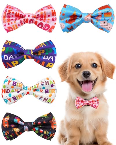 BIPY 5 Stück Happy Birthday kleine Hundehalsband-Befestigung, Fliegen, Welpen, Katzen, Halsband, zum Aufschieben, niedliche Fliegen, Kleintiere, Halsbandzubehör für Kostüm, Hochzeit, Party BIPY 5 Stück Happy Birthday kleine Hundehalsband-Befestigung, Fliegen, Welpen, Katzen, Halsband, zum Aufschieben, niedliche Fliegen, Kleintiere, Halsbandzubehör für Kostüm, Hochzeit, Party von BIPY