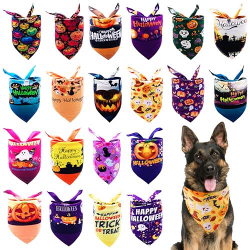 BIPY Halloween-Hundehalstuch, Dreieckstuch mit klassischem Kürbis, Geist, Fledermaus, Haustier-Schal für große Hunde, Geschenk, Halstuch, Party, Kostüm, Zubehör, 20 Stück BIPY Halloween-Hundehalstuch, Dreieckstuch mit klassischem Kürbis, Geist, Fledermaus, Haustier-Schal für große Hunde, Geschenk, Halstuch, Party, Kostüm, Zubehör, 20 Stück von BIPY
