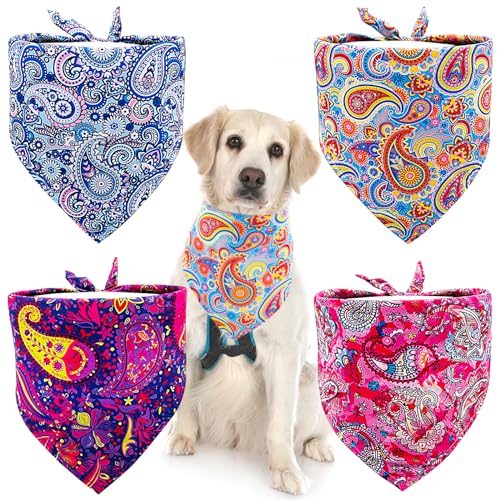 BIPY Halstücher für große Hunde, Paisley-Muster, Dreieckstuch für große Hunde, Katzen, weiche Lätzchen, waschbar, Haustier-Halstuch, Hundepflege-Zubehör, Kostüm, 4 Stück BIPY Halstücher für große Hunde, Paisley-Muster, Dreieckstuch für große Hunde, Katzen, weiche Lätzchen, waschbar, Haustier-Halstuch, Hundepflege-Zubehör, Kostüm, 4 Stück von BIPY
