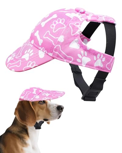 BIPY Hunde-Sonnenhut, Baseballkappe mit Ohrloch, Welpen-Sonnenblende, Kappe mit verstellbarem Nackenband, für Hunde, Outdoor, Sport, Spaziergänge, Reisen, Sonnenschutz, Hut für Hunde, Rosa und M BIPY Hunde-Sonnenhut, Baseballkappe mit Ohrloch, Welpen-Sonnenblende, Kappe mit verstellbarem Nackenband, für Hunde, Outdoor, Sport, Spaziergänge, Reisen, Sonnenschutz, Hut für Hunde, Rosa und M von BIPY