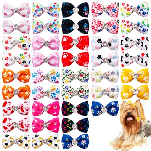 BIPY Haarschleifen für kleine Hunde mit Gummibändern, Haarknoten für kleine Haustiere, Kaninchen, Welpen, Katzen, Puppen, 45,7 cm, amerikanische Mädchen, Haarschmuck, verschiedene Farben, zufällig von BIPY