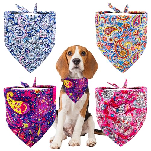 BIPY Hundehalstücher mit Paisleymuster, Dreieckstuch für kleine, mittelgroße und große Hunde, Katzen, Kaninchen, weiche Lätzchen, waschbar, Haustier-Halstuch, Hundepflege-Zubehör, Kostüm, 4 Stück BIPY Hundehalstücher mit Paisleymuster, Dreieckstuch für kleine, mittelgroße und große Hunde, Katzen, Kaninchen, weiche Lätzchen, waschbar, Haustier-Halstuch, Hundepflege-Zubehör, Kostüm, 4 Stück von BIPY