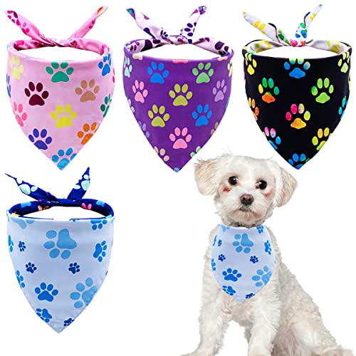 BIPY Hundehalstücher mit Pfotenmuster, Dreiecksschal, Welpen, tägliche Schals, weiche Lätzchen für kleine, mittelgroße Hunde, Katzen, Kaninchen, Schweine, Kätzchen, waschbar, verstellbar, 4 Stück BIPY Hundehalstücher mit Pfotenmuster, Dreiecksschal, Welpen, tägliche Schals, weiche Lätzchen für kleine, mittelgroße Hunde, Katzen, Kaninchen, Schweine, Kätzchen, waschbar, verstellbar, 4 Stück von BIPY