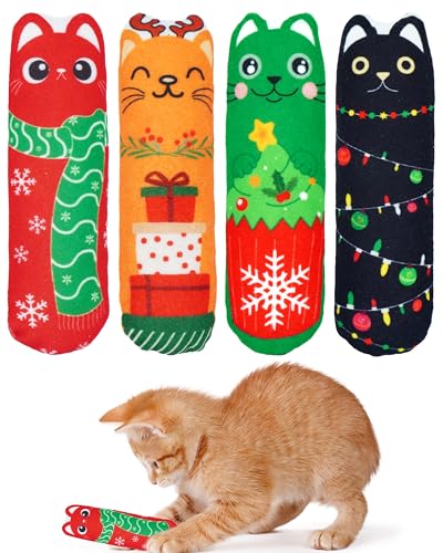 BIPY Katzenminze-Spielzeug für Katzen, quietschend, interaktives Kauspielzeug, weiches Plüsch-Katzenspielzeug für Kätzchen, Kauen, Klauen, Zahnreinigung, 3 Stück von BIPY