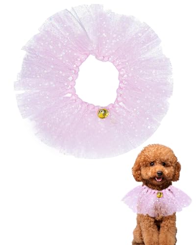 BIPY Rosa Hunde-Tutu-Halsband mit Glockenhals, Zubehör für kleine Hunde, Katzen, verstellbare Halskette mit Pailletten, Party, Urlaub, Kordelzug, Haustierkostüm BIPY Rosa Hunde-Tutu-Halsband mit Glockenhals, Zubehör für kleine Hunde, Katzen, verstellbare Halskette mit Pailletten, Party, Urlaub, Kordelzug, Haustierkostüm von BIPY