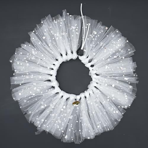 BIPY Weißes Tutu-Halsband für Hunde mit Glockenhals, Zubehör für kleine Hunde, Katzen, Hochzeit, verstellbare Halskette mit Pailletten, Party, Urlaub, Kordelzug, Haustierkostüm BIPY Weißes Tutu-Halsband für Hunde mit Glockenhals, Zubehör für kleine Hunde, Katzen, Hochzeit, verstellbare Halskette mit Pailletten, Party, Urlaub, Kordelzug, Haustierkostüm von BIPY