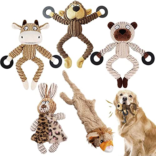 BITOYO Hundespielzeug, 5 Stück, quietschendes Hundespielzeug-Set, Kauspielzeug für Langeweile, Zahntraining, interaktives Spielzeug für Welpen, kleine, mittelgroße und große Hunde BITOYO Hundespielzeug, 5 Stück, quietschendes Hundespielzeug-Set, Kauspielzeug für Langeweile, Zahntraining, interaktives Spielzeug für Welpen, kleine, mittelgroße und große Hunde von BITOYO