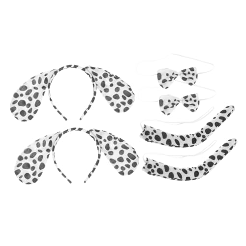 BIUDECO 2 Sätze Dalmatiner Hundekostüm mit Plüschohren und Schleife Langlebiges Cosplay Stirnband für Halloween Party Karneval und Erwachsene Verkleidung von BIUDECO