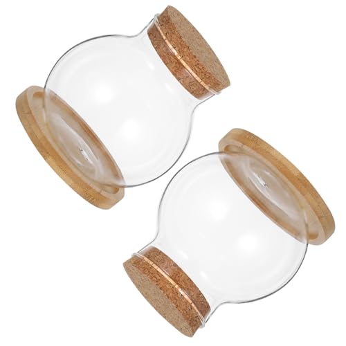 BIUDECO 2 Satz Glasfischschalen Teilig mit Deckel Kleine Betta Aquarium Tisch Deko mit Bambusmatte Stabiles Hydroponik Vasen für Pflanzenzucht Zuhause Büro für Frauen von BIUDECO