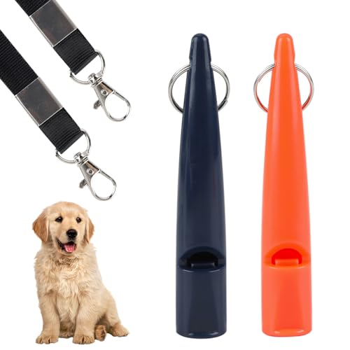 BIVOFU 2 Stück Hundepfeife für Rückruf, Hochfrequenz Hundepfeife für Effektives Training, Langlebig, Wasserfest, mit Pfeifenband, Unverzichtbares Trainingszubehör für alle Hunderassen(Schwarz/Rot) von BIVOFU