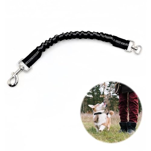 Ruckdämpfer für Hunde Leine - Hundeleine - Nylon-Leine für Fahrradfahren mit mittelgroßen Hunden - Leine Hund - Hochwertige Hundekurzleine mit Stoßdämpfung - Schwarz (2.5 * 37cm) von BIVOFU