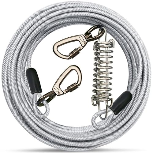 BJEBWAL Hundeleine und Kette für Hunde, 80 kg, 3 m – Kaufest, wasserdicht, für Camping, große Hunde (silberfarben, 3 m max) von BJEBWAL
