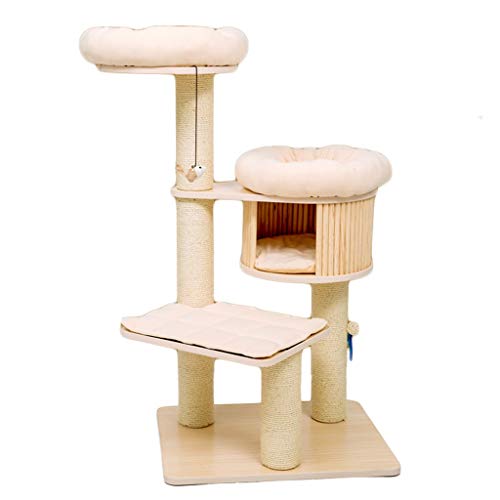 Klettergerüst für Katzen Aktivitätskratzbäume Cat Tower Condo Möbel mit Verkratzen Beiträgen mit Cat Nest und Springen Plattform Multi-Level-Cat-Turm Cat Tower Eigentumswohnungen (Color : Beige) von BJQZX
