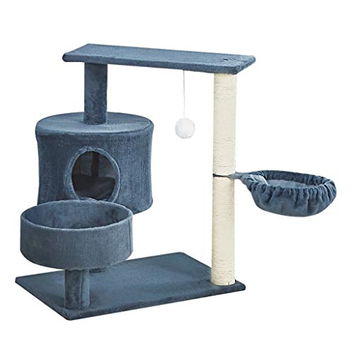 Klettergerüst für Katzen Kleine Aktivitätskratzbäume Katze Springen Plattform Sisal Säule Massivholz Cat Scratcher Möbel Activity Center Play House Cat Tower Eigentumswohnungen (Color : Blue) von BJQZX