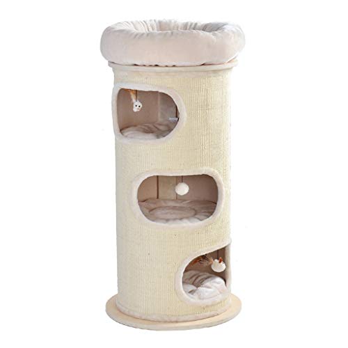 Klettergerüst für Katzen Massivholz Sisal Rohr Aktivitätskratzbäume Multi-Level-Katze Nest Scratcher Sisal Barrel Kratzbaum Condo Möbel Cat Tower Eigentumswohnungen von BJQZX