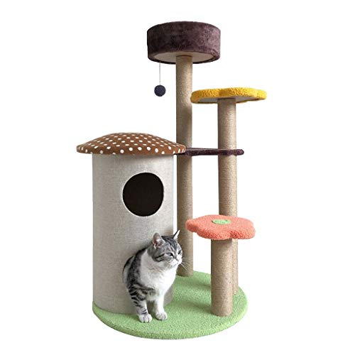 Klettergerüst für Katzen Pilz-Haus Aktivitätskratzbäume mit Sisal Kratz Perches und Springen Plattform Katzenspielzeug Cat Activity Center Cat Tower Eigentumswohnungen (Color : Multicolor) von BJQZX