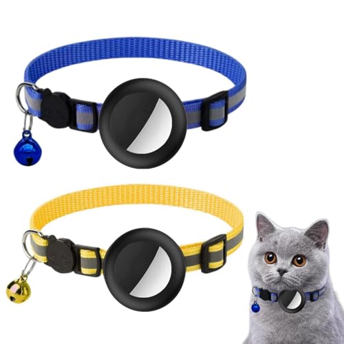 BKEPDY 2er Pack Katzenhalsband Anti Lost Reflektierend GPS Tracker Katze Apple Airtag Hülle Größenverstellbar Nylonband Niedliche Glocke BKEPDY 2er Pack Katzenhalsband Anti Lost Reflektierend GPS Tracker Katze Apple Airtag Hülle Größenverstellbar Nylonband Niedliche Glocke von BKEPDY