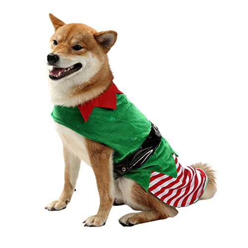 Haustier-Weihnachtskostüme, Hundekostüme, Baumwolle, Welpen, Weihnachten, Outfit, Winter, Fleece, Elfe, Dinosaurier, Maus, Cosplay, Kleidung für kleine, mittelgroße und große Hunde, rot grün weiß, 38 von BKPAPTXY