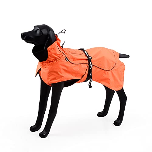 BLACKDOGGY wasserdichte Outdoor-Jacke Regenmantel mit reflektierendem Rand und verstellbarem Gürtel (Medium, Orange) von BLACKDOGGY