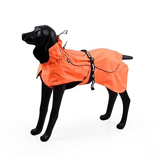 BLACKDOGGY wasserdichte Outdoor-Jacke Regenmantel mit reflektierendem Rand und verstellbarem Gürtel (S, Orange) von BLACKDOGGY