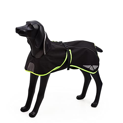 BlackDoggy Hunde Outdoorjacke Wasserabweisender Warmer Mantel mit Reflektierendem Rand, Drucken und verstellbarem Gürtel für kaltes Wetter, Herbst/Winter (Large, Green) von BLACKDOGGY