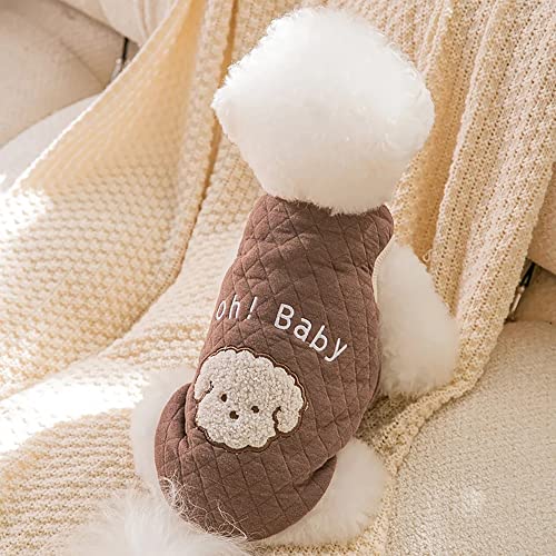 Pet Products XS-XL Warme Weste Haustier Winter Teddyjacke Bichon Cartoon Offenes Hemd Baumwolle Hundekleidung (Farbe: Kaffee, Größe: L) von BLANAN