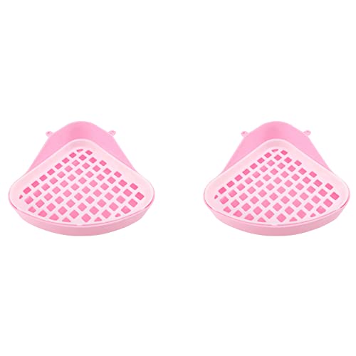 BLASHRD 2X Hase Toilette MüLleimer, Kleines Tier Ecke Töpfchen, Ecke für Haustier Abfälle für Kaninchen, Hamster (Rosa) von BLASHRD
