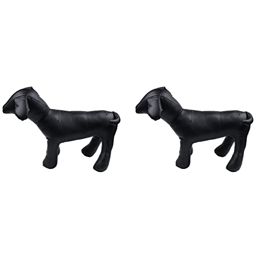 BLASHRD 2X Leder Hund Schaufensterpuppen Stehend Stellung Hund Modelle Spielzeug Haustier Tier Geschaeft Schaufensterpuppe Schwarz M von BLASHRD