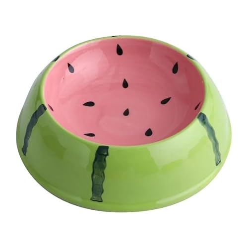 4 niedliche Designs Haustier-Keramiknapf, Wassermelone, Erdbeerform, Katzenfutternapf, Kleiner Hund, bunt (Color : Watermelon Bowl) von BLBTEDUAMDE