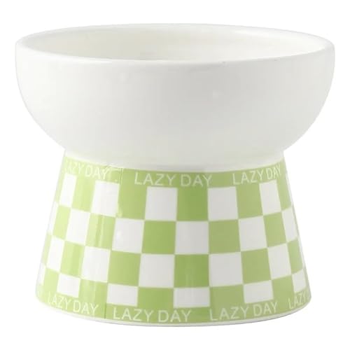 Design-Gitter-Keramik-Napf for Katzen in Form eines Hunde- und Welpen-Futterspenders for Füttern und Essen von Futterwasser, erhöhter, erhöhter Teller (Color : Green 2) von BLBTEDUAMDE