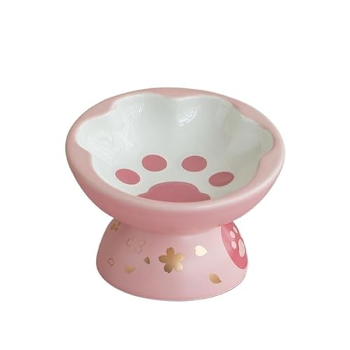 Gekippter, erhöhter Katzen- und Hundenapf aus Keramik, erhöhter Katzenfutter- und Wassernapf, Komfort-Futternäpfe for Hunde und Katzen (Color : Pink) von BLBTEDUAMDE